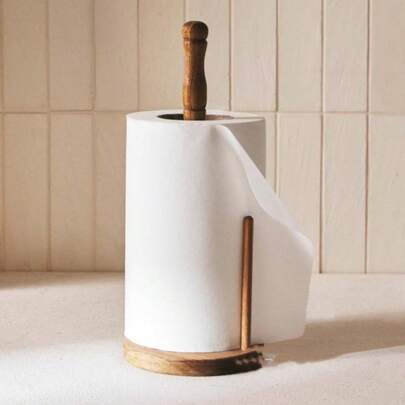 Cirelle 1pc Kitchen Paper Towel Drawer Organizer Roll Paper Holder Wooden Paper Holder Cling Film Organizer Vertical Roll Paper Holder