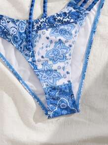 SHEIN Swim Beach Pants With Drawstring Side Cutouts, Sweet Girl Exclusive Swimwear Bottom For Summer Beach Vacation - Blue - View 4