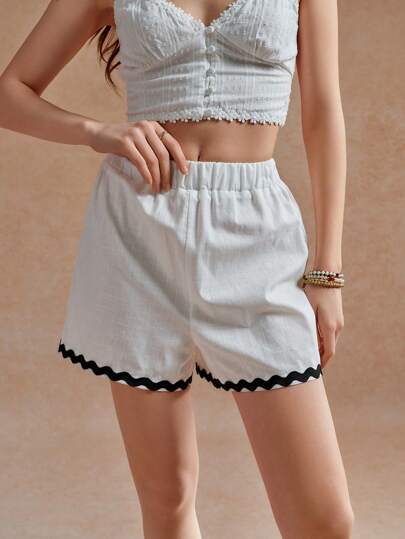 Écloséra Men's Wavy Webbing Panel Elastic Waistband Casual Shorts