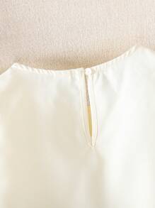 SHEIN Tween Girls 2 件套纯色无袖上衣搭配蝴蝶结装饰和百褶裙搭配蝴蝶结装饰，优雅法式时尚服装，淑女气质，返校季，适合毕业舞会、生日派对 - 米色 - 查看 9