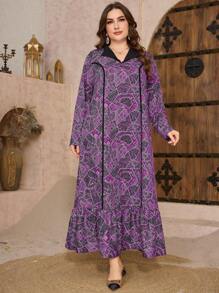 Al Najma Robe ample de style arabe à col Mao en coupe A, coupe ample et , tailles plus