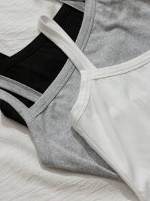 SHEIN EZwear 3 件装女式运动紧身背心，百搭工字背心，适合跑步、夏季