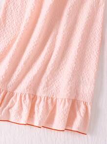 Girls' Loose-Fit Cherry Collar Ruffle Hem Sleeveless Long Nightdress, Simple & Fashionable, Light Pink,Summer Travel - Baby Pink - View 5