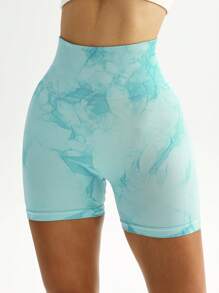 Dewbera Quần Shorts Thể thao Nữ Xù Cà vạt nhuộm - Màu xanh Bạc hà - Xem 5