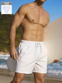 Manfinity Swimmode Men's Simple Fashionable Casual Beach Shorts For Daily Wear - Beige - View 1