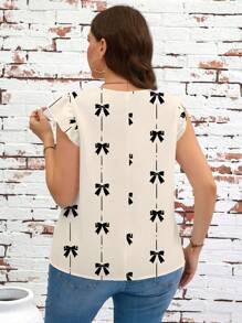 SHEIN Clasi Áo sơ mi mùa hè thường ngày cỡ lớn - Màu be - Xem 2