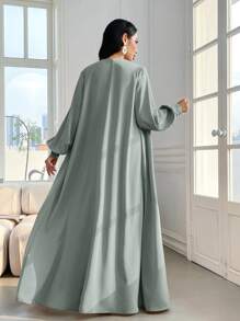 Modelyn Women's Simple Solid Color Dress And Jacket Set 2 Pieces Set