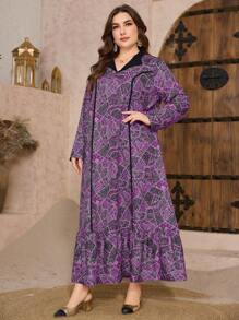 Al Najma Robe ample de style arabe à col Mao en coupe A, coupe ample et , tailles plus