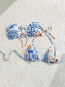 Swim Mod Áo bikini hở cổ in hình mặt trăng đi biển mùa hè cho nữ - Nhiều màu - Xem 5