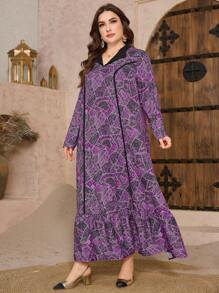 Al Najma Robe ample de style arabe à col Mao en coupe A, coupe ample et , tailles plus