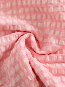 Swim Mod 大码时尚格子印花荷叶边比基尼套装，可爱女士夏季泳装 - 粉色 - 查看 6