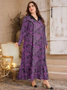 Al Najma Robe ample de style arabe à col Mao en coupe A, coupe ample et , tailles plus