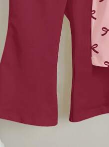 SHEIN Leap Crew 女宝宝休闲简约短袖圆领裤套装，适合春夏季 - 白色 - 查看 6