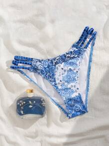 SHEIN Swim Beach Pants With Drawstring Side Cutouts, Sweet Girl Exclusive Swimwear Bottom For Summer Beach Vacation - Blue - View 7