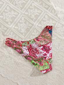 SHEIN Swim Dół stroju kąpielowego damskiego z wyciętym dekoltem i ściągaczem w pasie