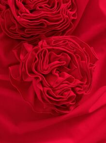 Swim Oasis 2pcs Spring Break Red Halter Floral One Piece Swimsuit & Red Ruched Skirt Set - Red - View 3