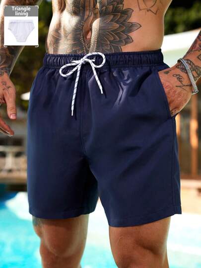 Manfinity Swimmode Pantalones cortos de playa para hombre de unicolor con cordón y bolsillos