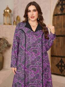 Al Najma Robe ample de style arabe à col Mao en coupe A, coupe ample et , tailles plus