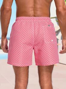 Surfspeed Men's Casual Simple Beach Shorts, Suitable For Summer - Red and White - View 2