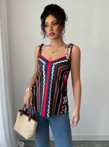 Chiquease 印花休闲吊带背心，简约时尚，适合夏季 - 彩色 - 查看 6