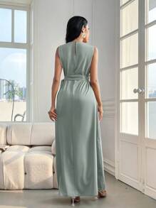 Modelyn Women's Simple Solid Color Dress And Jacket Set 2 Pieces Set