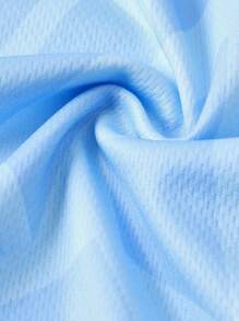 SHEIN 2pcs Tween Boy Casual Sports Pattern Fabric Round Neck Short Sleeve T-Shirt And Shorts Set, Suitable For Commuting, School, Daily Casual, Sports, Running, Basketball, Outdoor Activities, Spring/Summer - Blue - View 9