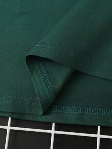 Manfinity Homme تي شيرت رجالي بياقة مستديرة وأكمام قصيرة، موضة مبسطة، مناسب للصيف - أخضر داكن - مشاهدة 4