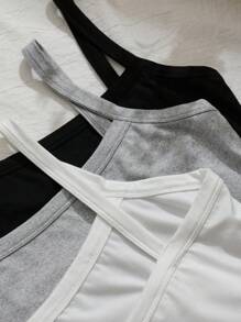 SHEIN EZwear 3 件装女式运动紧身背心，百搭工字背心，适合跑步、夏季