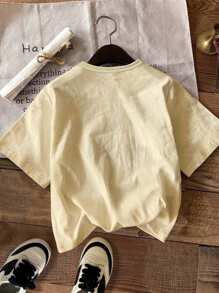 SHEIN Leap Crew 1 件青少年男孩休闲简约短袖 T 恤，适合夏季