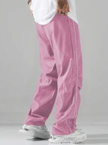 Manfinity Hypemode Quần phong cách đại học đường phố dành cho nam, mùa thu - Màu Hồng baby - Xem 2