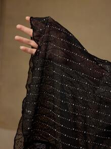 MOTF PREMIUM Top trasparente in pizzo con strass