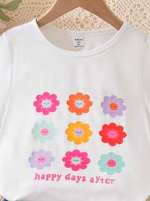 Niña preadolescente: Camiseta blanca combinada con shorts de mezclilla bordados - Blanco - Ver 4