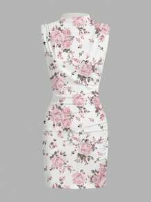 Firerie New Spring Floral Print Ruched Bodycon Dress, Suitable For Summer/Spring, Concerts, Elegant Outings - Multicolor - View 6