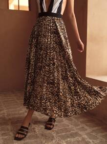 MOTF PREMIUM LEOPARD PRINT PLEATED COVER UP SKIRT