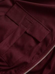 Maweii Plus Size Women's Solid Color Long Sleeve Zip-Up Front Bomber Jacket And Pants Two Pieces Set Fall Cloth For Women - Burgundy - View 5