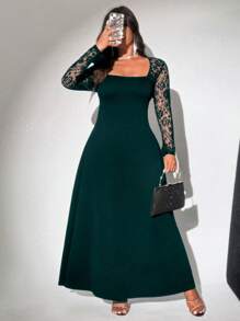 Viva Relle 大码休闲连衣裙，简约风格，适合日常穿着、情人节 - 墨綠色 - 查看 5