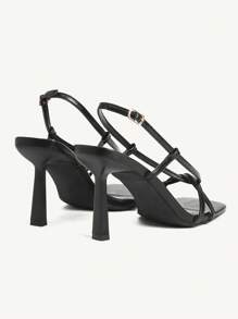 CUCCOO CHICEST Elegant Women's Pointed Toe Strappy Knot Design High Heel Sandals, Simple And Chic Suitable For Work, Dates, Tea Parties And Vacation, Black