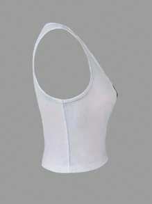 INAWLY Plus Size Women's Bow V-Neck Ribbed Casual Tank Top - Multicolor - View 3