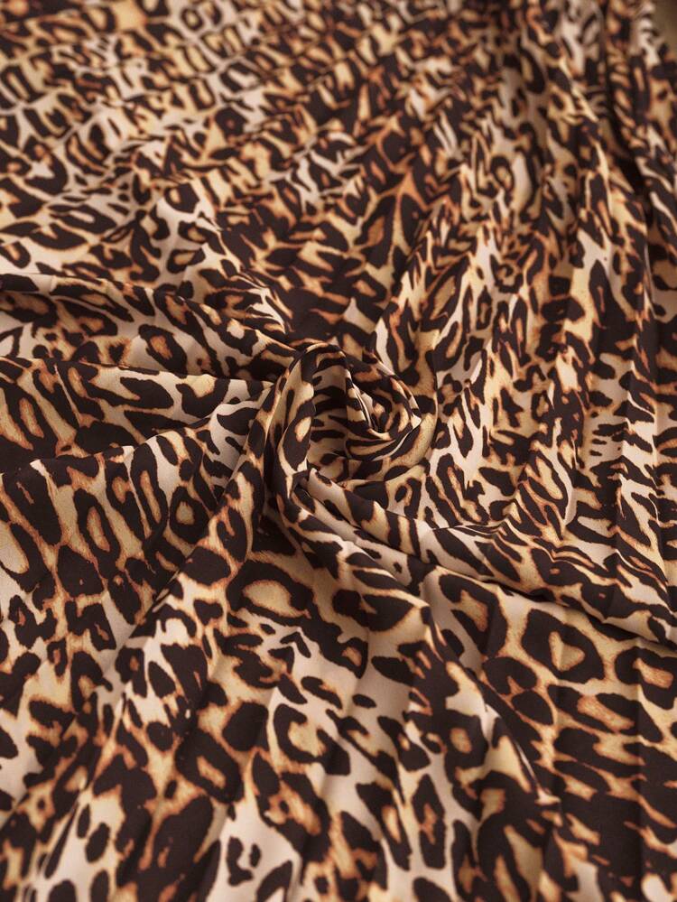 LEOPARD PRINT PLEATED COVER UP SKIRT