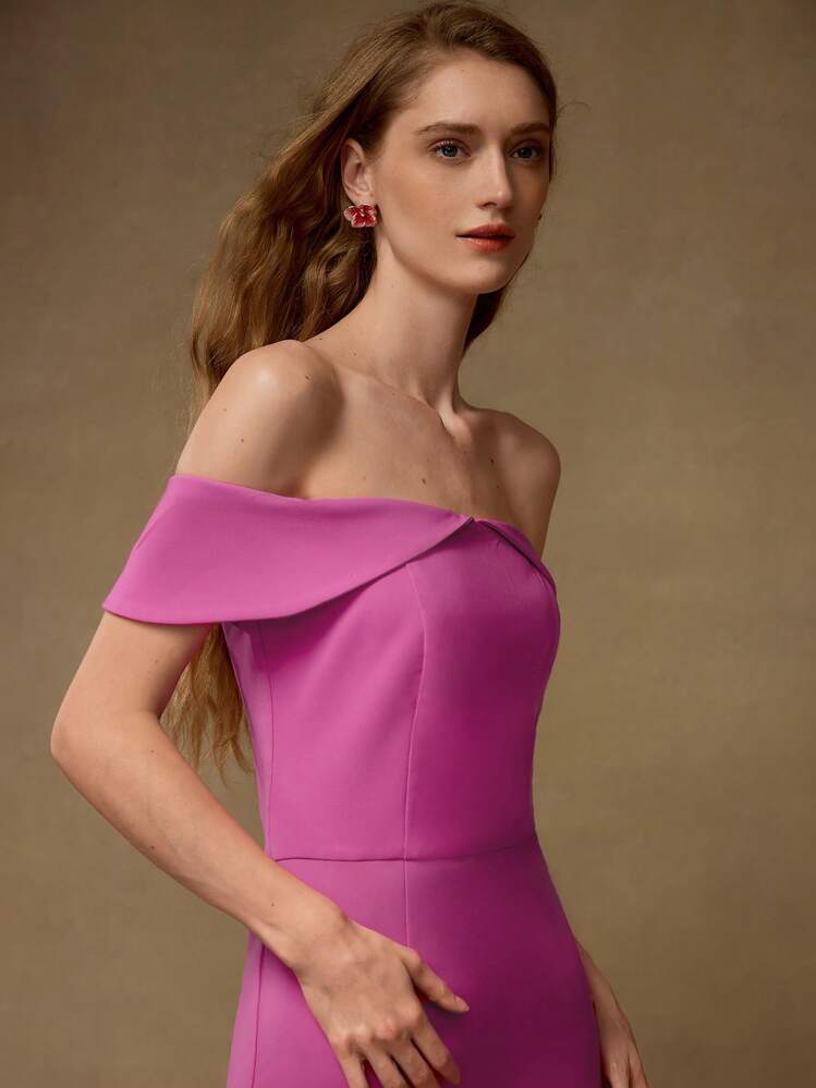 MOTF PREMIUM HOLLOW OUT SPLIT DRESS - Hot Pink - View 5