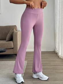 SHEIN LUNE Women Casual Fitted Flared Floral Pattern Pants Fall Cloth For Women - Mauve Purple - View 7