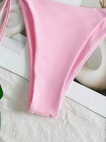 SHEIN Swim 女士纯色系带性感比基尼泳裤