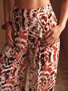 MOTF PREMIUM ALLOVER PRINT WIDE LEG COVER UP PANTS - Multicolor - View 2