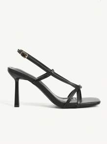 CUCCOO CHICEST Elegant Women's Pointed Toe Strappy Knot Design High Heel Sandals, Simple And Chic Suitable For Work, Dates, Tea Parties And Vacation, Black