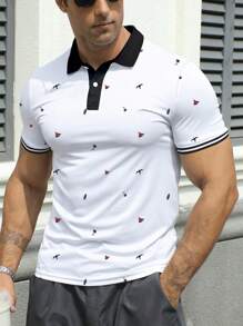 Manfinity Dauomo Men's Minimalist Polo Shirt, Suitable For Summer - White - View 3