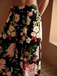 MOTF PREMIUM FLORAL PRINT FOLD WIDE LEG PANTS - Multicolor - View 2