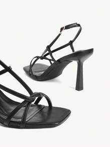 CUCCOO CHICEST Elegant Women's Pointed Toe Strappy Knot Design High Heel Sandals, Simple And Chic Suitable For Work, Dates, Tea Parties And Vacation, Black