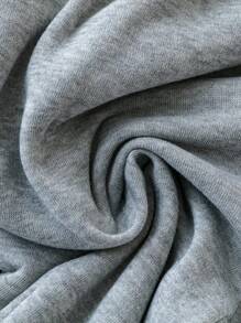 SHEIN PETITE 4pcs Set Women Casual Fleeced Sweatshirt With Drawstring Waist & Straight Pants