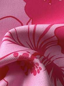 Swim Mod Beach Summer Outfits For Women: Random Print Bandeau Top & Sexy Bikini Set With Metal Decor - Multicolor - View 5