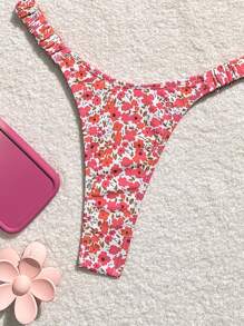 Swim Mod 女士夏季沙灘花卉印花性感比基尼套裝，隨機印花